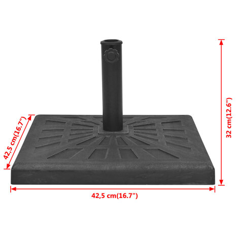 Parasolvoet vierkant 12 kg hars zwart 8