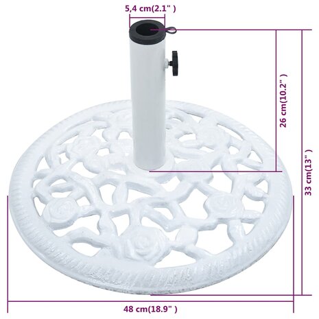 Parasolvoet 12 kg 48 cm gietijzer wit 9