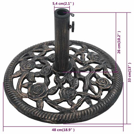 Parasolvoet 12 kg 48 cm gietijzer bronskleurig 9