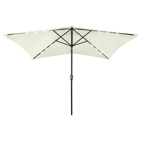 Parasol met LED&apos;s en stalen paal 2x3 m zandkleurig 1