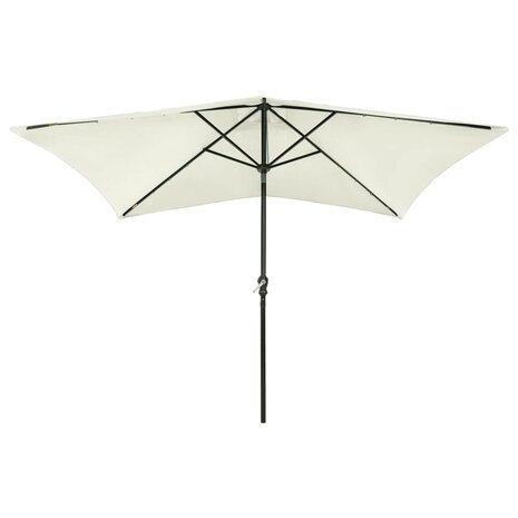 Parasol met LED&apos;s en stalen paal 2x3 m zandkleurig 2