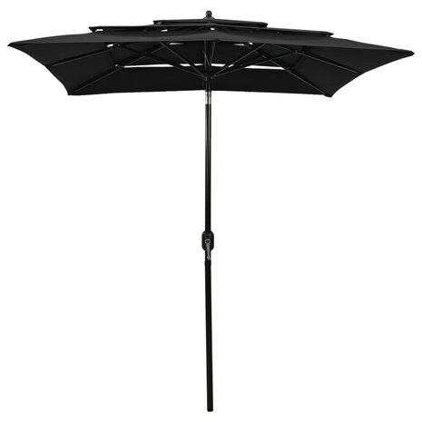 Parasol 3-laags met aluminium paal 2x2 m zwart 2