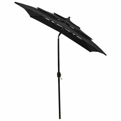 Parasol 3-laags met aluminium paal 2x2 m zwart 3
