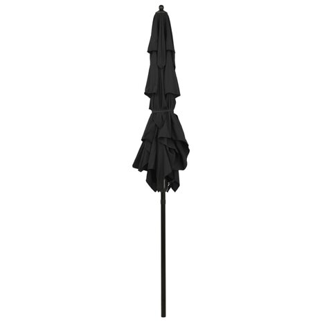 Parasol 3-laags met aluminium paal 2x2 m zwart 4