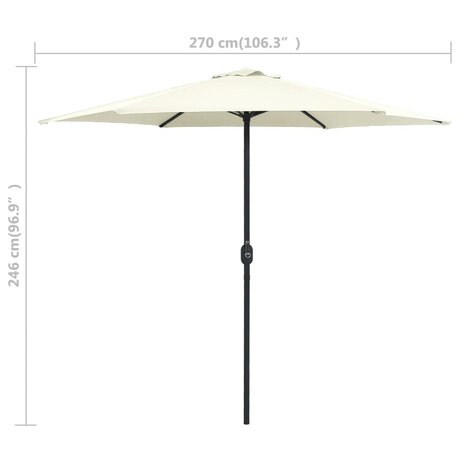 Parasol met aluminium paal 270x246 cm zandwit 6