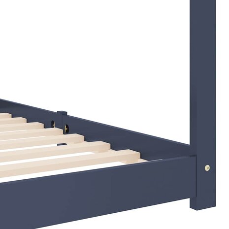 Kinderbedframe massief grenenhout grijs 80x160 cm 7