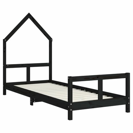 Kinderbedframe 80x200 cm massief grenenhout zwart 3