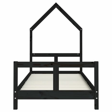 Kinderbedframe 80x200 cm massief grenenhout zwart 4
