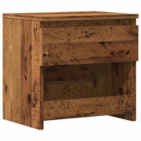 Nachtkastje 40x30x39 cm bewerkt hout oud houtkleurig 2