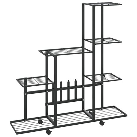 Bloemenstandaard met wielen 94,5x25x92,5 cm metaal zwart 2