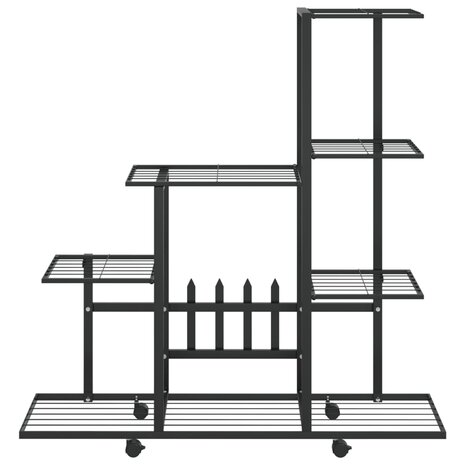 Bloemenstandaard met wielen 94,5x25x92,5 cm metaal zwart 3