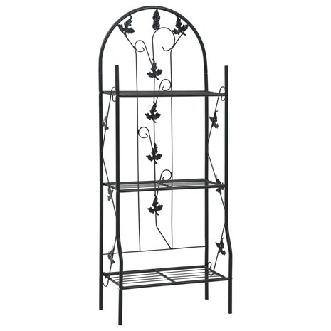 Plantenrek 3-laags 52x28x128 cm ijzer zwart 1