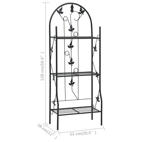 Plantenrek 3-laags 52x28x128 cm ijzer zwart 7