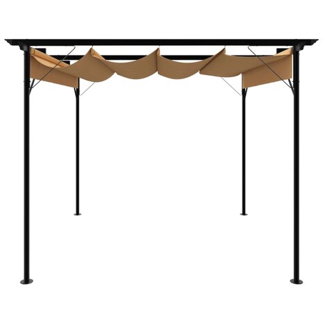 Pergola met uittrekbaar dak 180 g/m² 3x3 m staal taupe 2