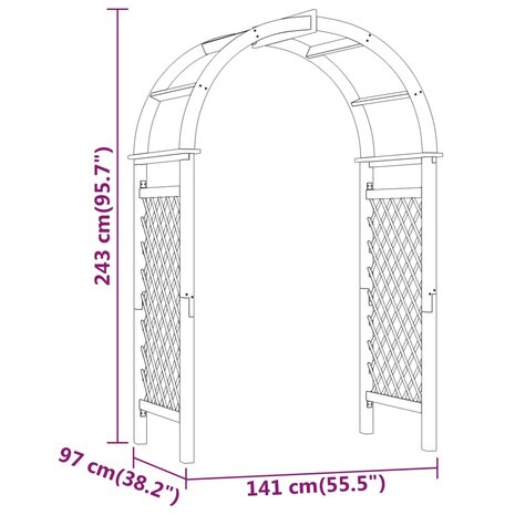 Boog met latwerk 141x97x243 cm geïmpregneerd massief grenenhout 6