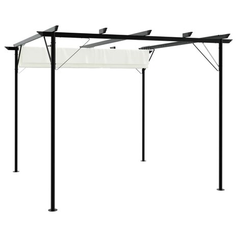 Pergola met uitschuifbaar dak 3x3 m staal crémewit 2