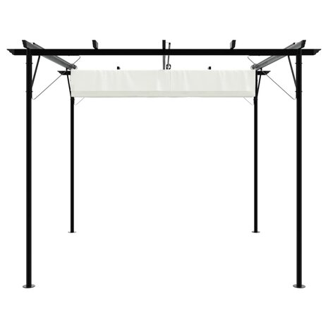 Pergola met uitschuifbaar dak 3x3 m staal crémewit 4