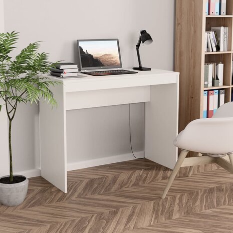 Bureau 90x40x72 cm bewerkt hout wit 1