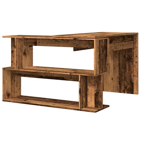 Hoekbureau 200,5x50x76 cm bewerkt hout oud houtkleurig 6
