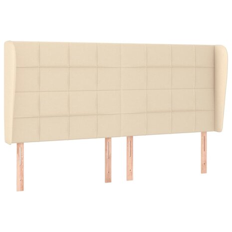 Hoofdbord met randen 163x23x118/128 cm stof cr&egrave;mekleurig 2