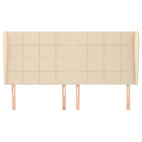 Hoofdbord met randen 163x23x118/128 cm stof cr&egrave;mekleurig 3