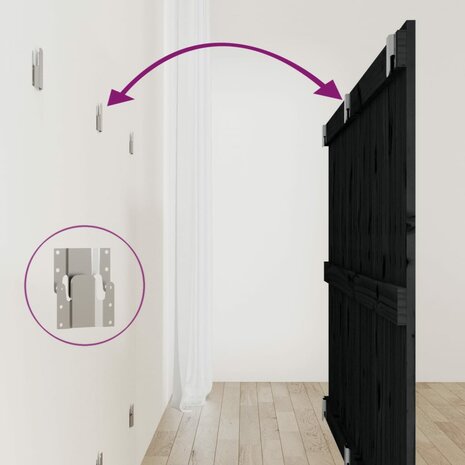 Wandhoofdbord 159,5x3x90 cm massief grenenhout zwart 6