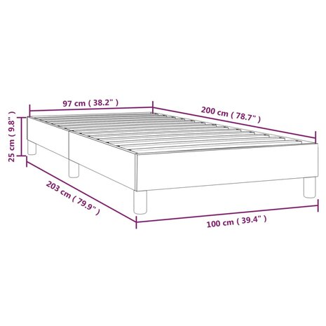 Bedframe zonder matras 100x200 cm stof donkerbruin 9