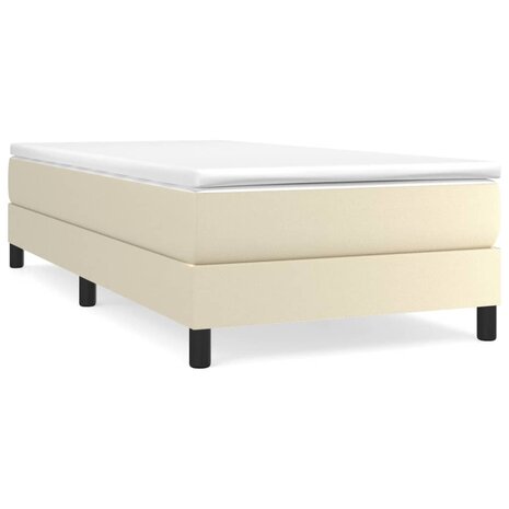Bedframe kunstleer crèmekleurig 100x200 cm 2