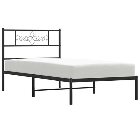 Bedframe met hoofdbord metaal zwart 80x200 cm 4
