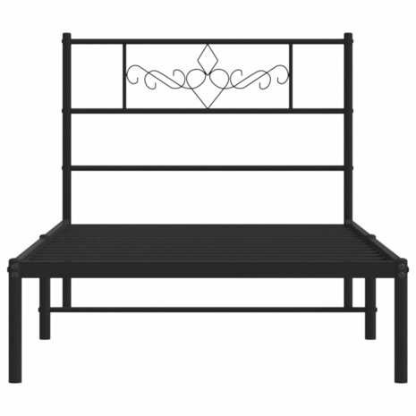 Bedframe met hoofdbord metaal zwart 80x200 cm 5