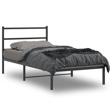 Bedframe met hoofdbord metaal zwart 100x190 cm 1