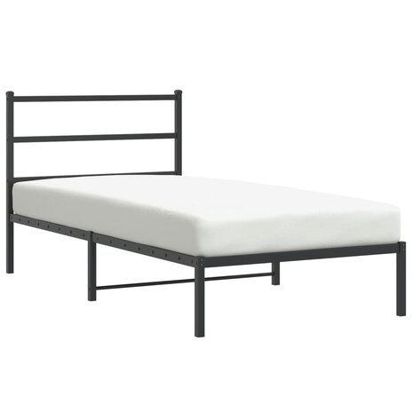 Bedframe met hoofdbord metaal zwart 100x190 cm 2