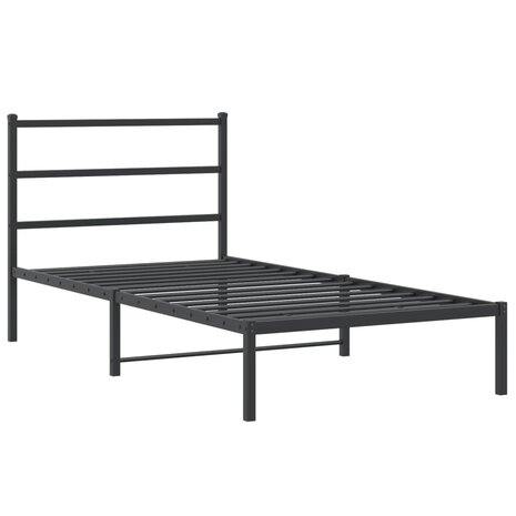 Bedframe met hoofdbord metaal zwart 100x190 cm 3