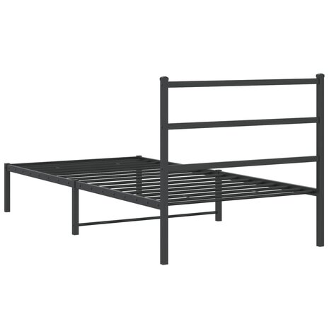 Bedframe met hoofdbord metaal zwart 100x190 cm 7