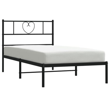 Bedframe met hoofdbord metaal zwart 80x200 cm 3