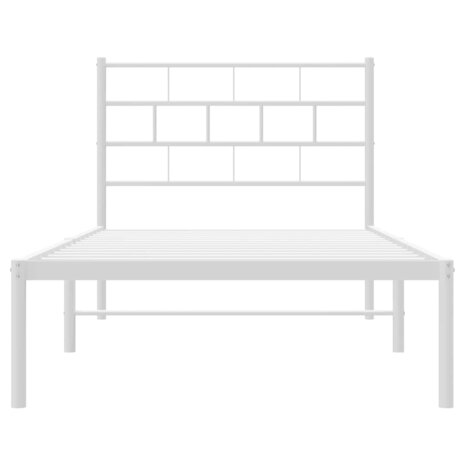 Bedframe met hoofdbord metaal wit 100x200 cm 6