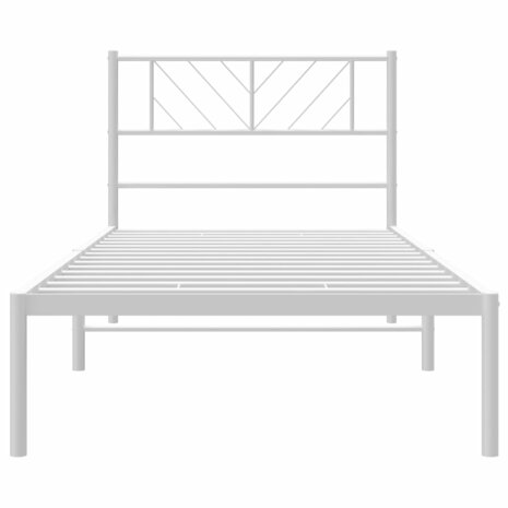 Bedframe met hoofdbord metaal wit 90x200 cm 5