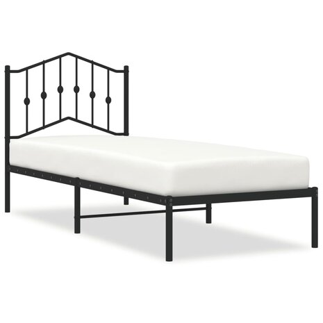 Bedframe met hoofdbord metaal zwart 90x200 cm 2