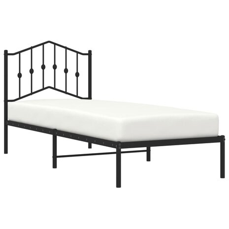 Bedframe met hoofdbord metaal zwart 90x200 cm 3
