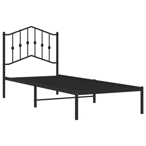 Bedframe met hoofdbord metaal zwart 90x200 cm 4