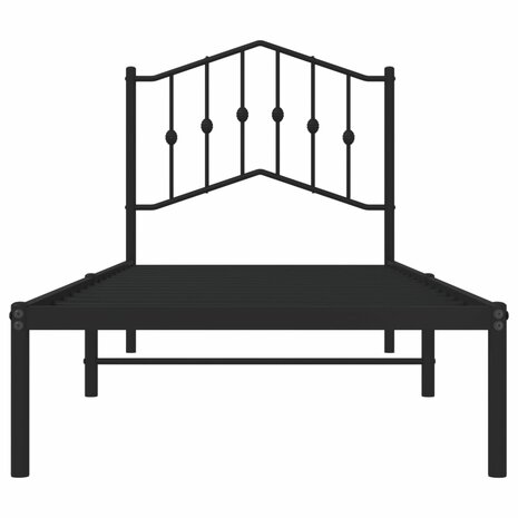 Bedframe met hoofdbord metaal zwart 90x200 cm 5