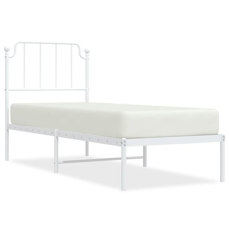 Bedframe met hoofdbord zonder matras metaal wit 75x190 cm 2