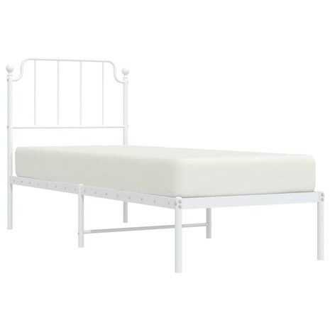 Bedframe met hoofdbord zonder matras metaal wit 75x190 cm 3