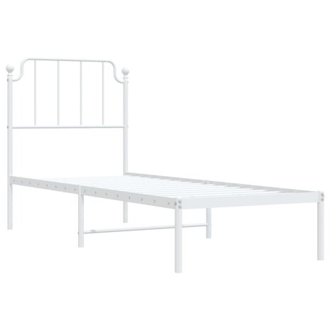Bedframe met hoofdbord zonder matras metaal wit 75x190 cm 4