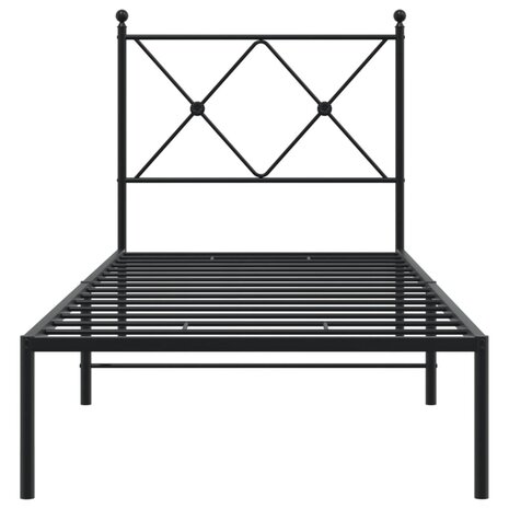 Bedframe met hoofdbord metaal zwart 80x200 cm 4