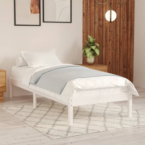 Bedframe massief hout wit 90x190 cm 1