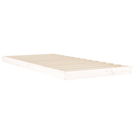 Bedframe massief grenenhout wit 90x200 cm 4