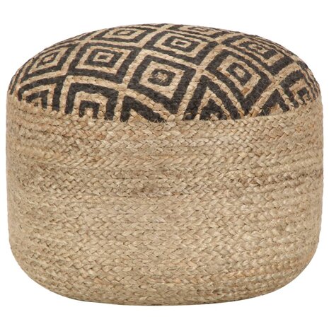 Poef handgemaakt 45x30 cm jute zwart 1