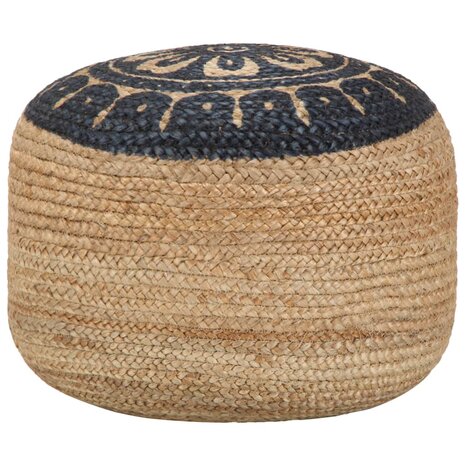 Poef handgemaakt 45x30 cm jute blauw 1