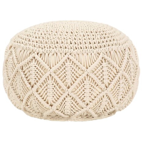 Poef macramé handgemaakt 45x30 cm katoen 1